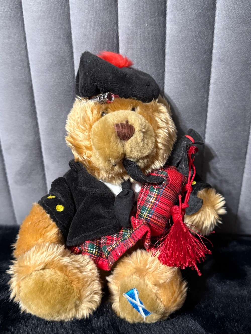 Keel Toys Scottish Piper Teddy Bear Plush Bagpipes Tartan Kilt Scotland 10”